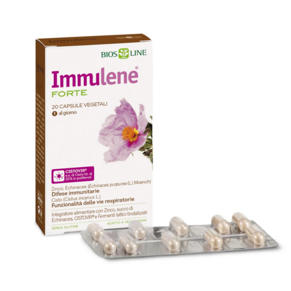 Immulene Forte con CistoVir Adulti capsule - Bios Line Combatti l’inverno, aumenta e sostieni le tue difese immunitarie soprattutto col sopraggiungere della stagione fredda. 20 capsule.