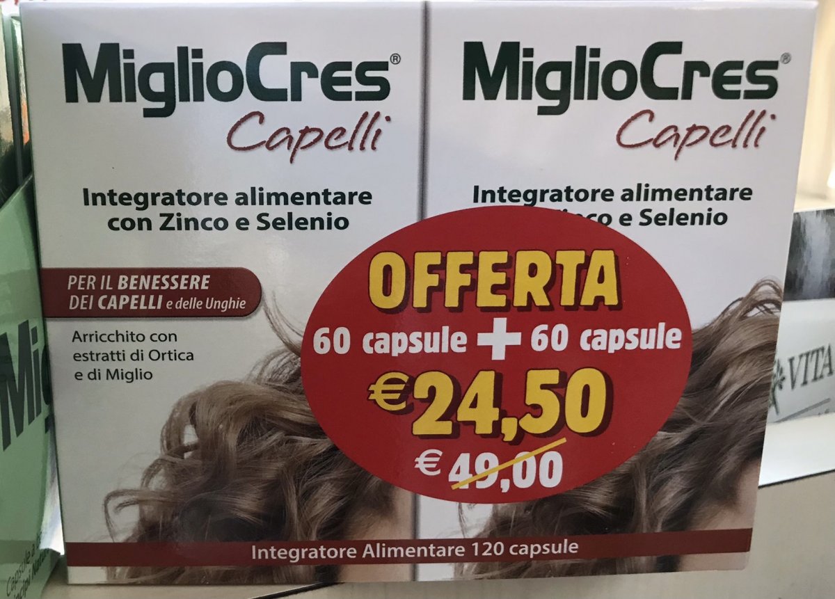 MIGLIO CRES 1+1 OMAGGIO INTEGRATORE PER IL BENESSERE DEI CAPELLI 60 CAPS