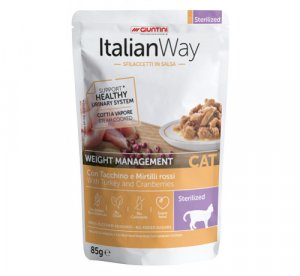 ITALIAN WAY gatti sterilizzati BUSTE 85gr bocconcini TACCHINO E MIRTILLI