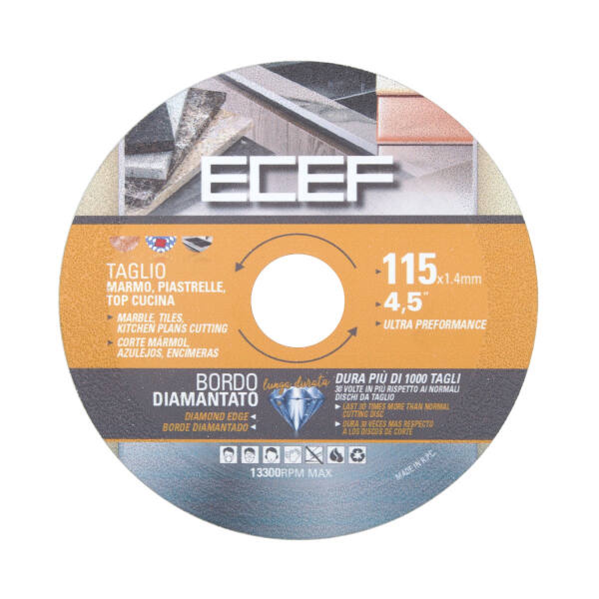 DISCO DIAMANTATO TAGLIO TOP CUCINA-MARMO-PIASTRELLE 115MM ECEF