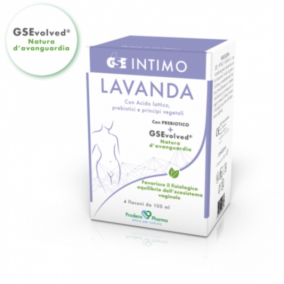 GSE INTIMO LAVANDA Lavanda vaginale - 4 Lavande monouso - Prodeco Pharma Lavanda vaginale utile a contrastare e prevenire infezioni quali Candida o vaginiti. Confezione: 4 flaconi monodose da 100 ml.