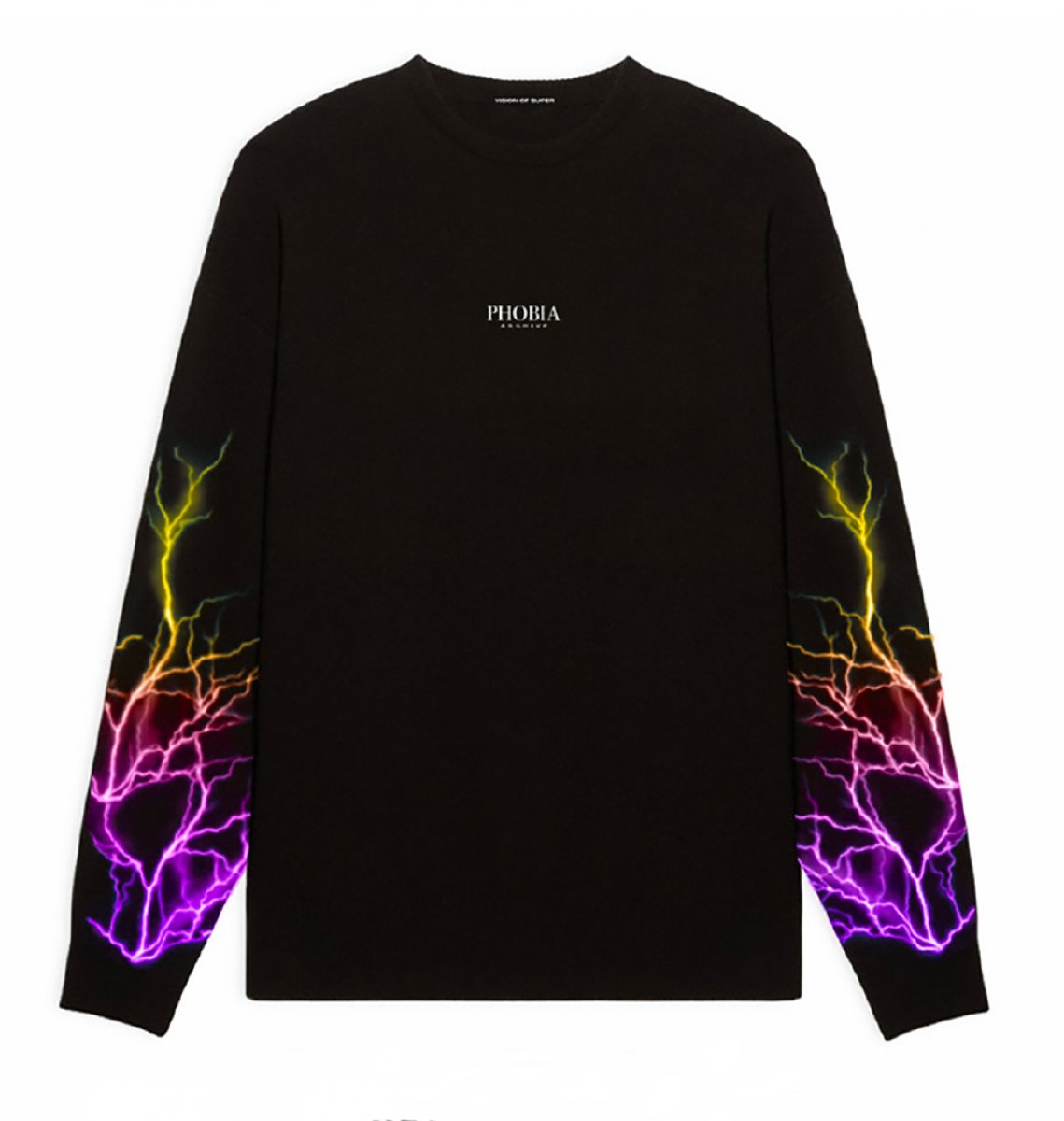 Phobia Archive Felpa girocollo fulmini Crewneck Black Purple yellow PHOBIA ARCHIVE ORIGINALE