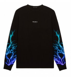 Phobia Archive Felpa girocollo fulmini Crewneck Black Blue light blue