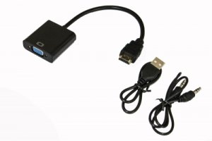 ADATTATORE HDMI MASCHIO A VGA FEMMINA CON AUDIO 3,5 MM E ALIMENTAZIONE USB