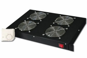 SISTEMA DI VENTILAZIONE CON TERMOSTATO MONTAGGIO FRONTALE IN ARMADIO 19  CON 4 VENTOLE - COLORE NERO