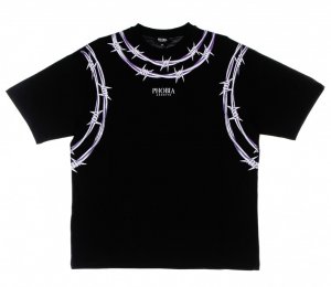 Phobia Archive T-Shirt with BARBED WIRE Black PURPLE