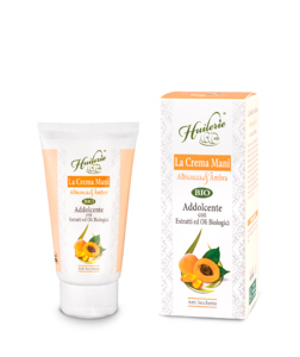 HUILERIE Crema Mani Albicocca & Ambra - Addolcente - Con ingredienti Biologici Arricchita con Olio di Albicocca con proprietà nutrienti e protettive. Tubo da 75 ml