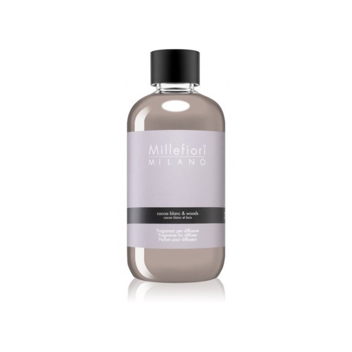 Ricarica per diffusore a bastoncini Millefiori Milano Cocoa Blanc & Wood - area olfattiva dolce - 250 ml