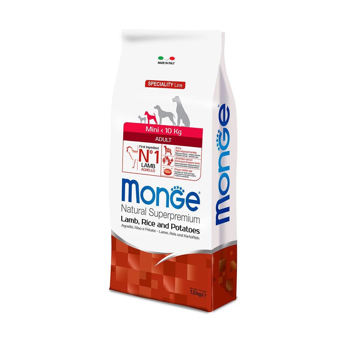 MONGE CANE SUPERPREMIUM MINI ADULT AGNELLO RISO PATATE7,5KG