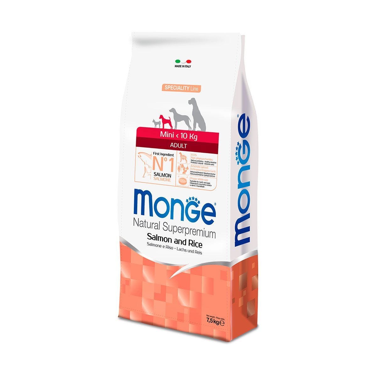 MONGE CANE SUPERPREMIUM MINI ADULT SALMONE RISO 7,5KG