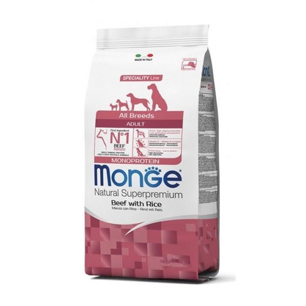 MONGE CANE SUPERPREMIUM ALL BREED MANZO RISO PATATE 2,5KG