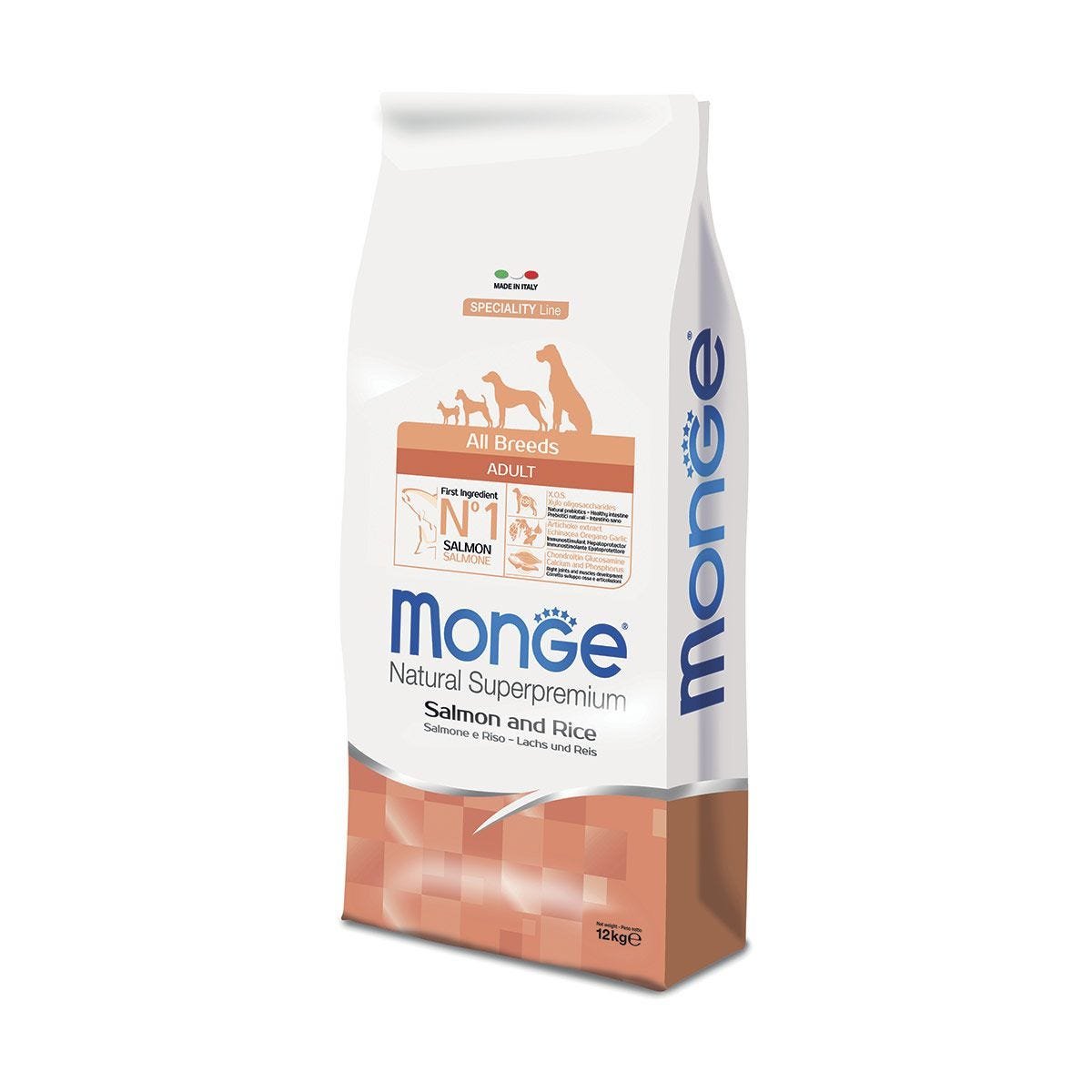 MONGE CANE SUPERPREMIUM ALL BREED SALMONE RISO 12KG