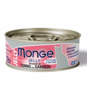 MONGE CAT 80gr - lattina TONNO GAMBERETTI jelly