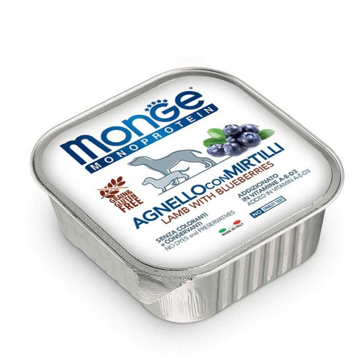 MONGE CANE MONOPROTEICO 100% SOLO AGNELLO MIRTILLI PATE' 150GR