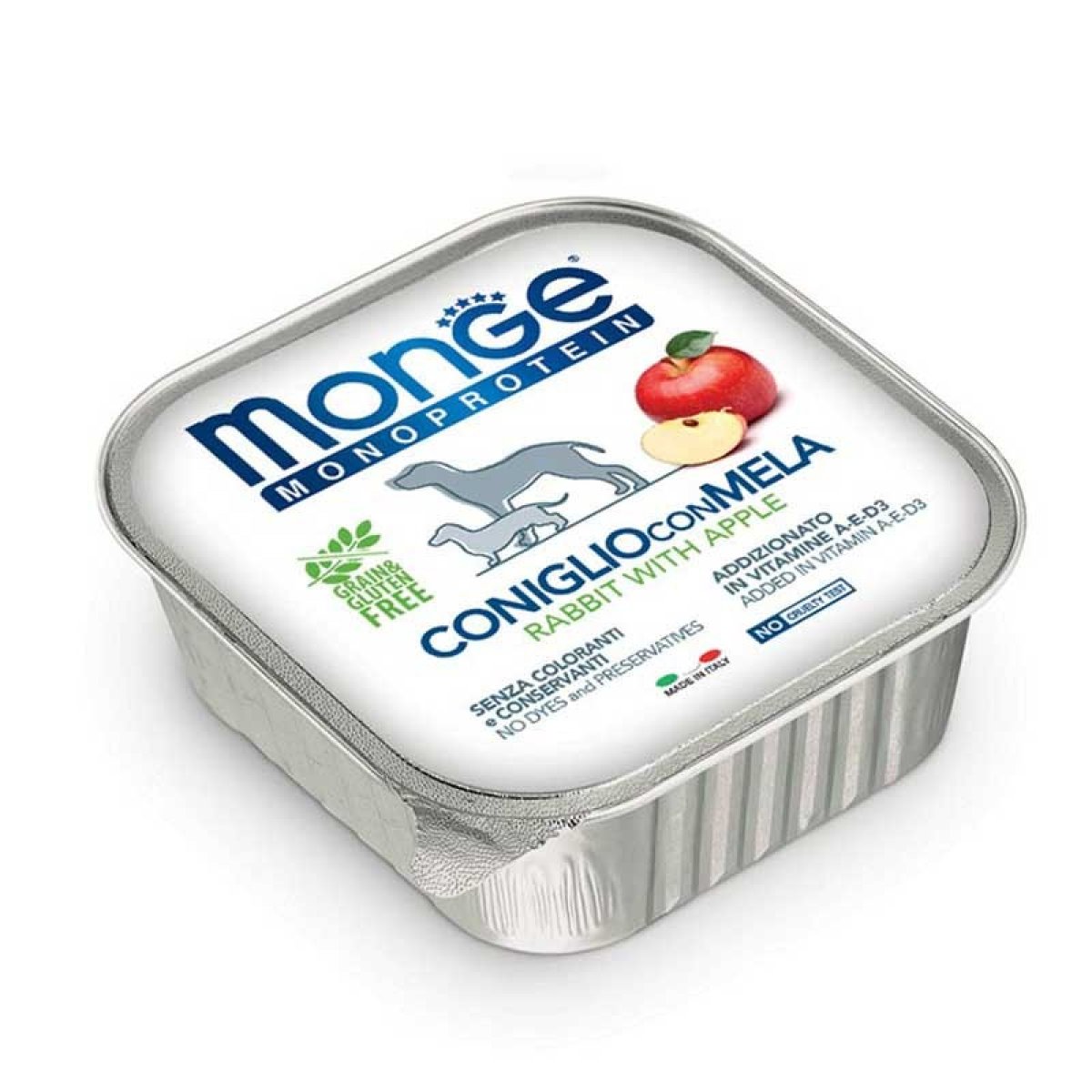 MONGE CANE MONOPROTEICO 100% SOLO CONIGLIO MELA PATE' 150GR
