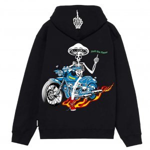 MUSHROOM Felpa con Cappuccio fuck the flame Hoodie Black