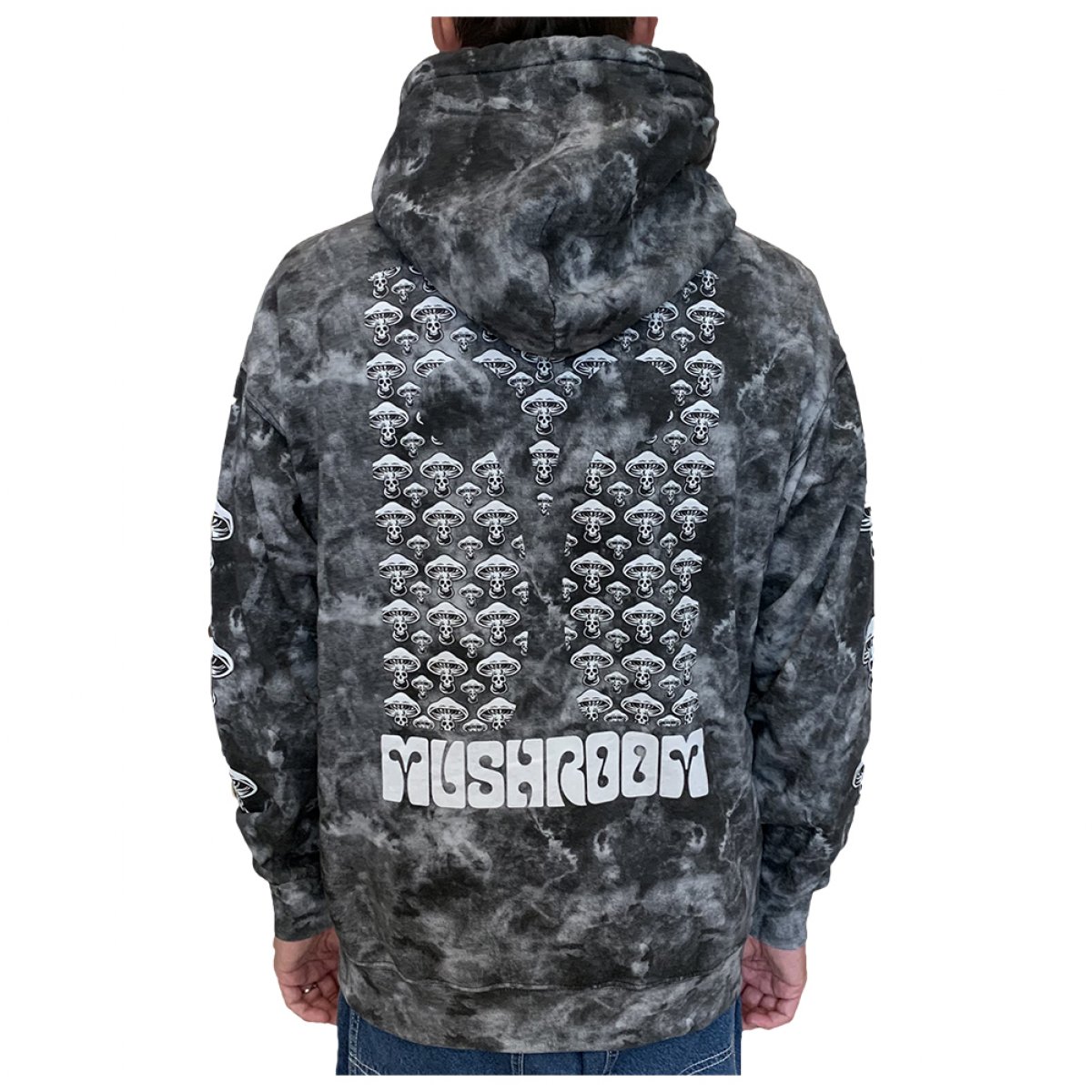 MUSHROOM Felpa con Cappuccio skull mush Hoodie Tie dye Black Mushroom Brand