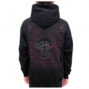 MUSHROOM Felpa con Cappuccio script allover hoodie black