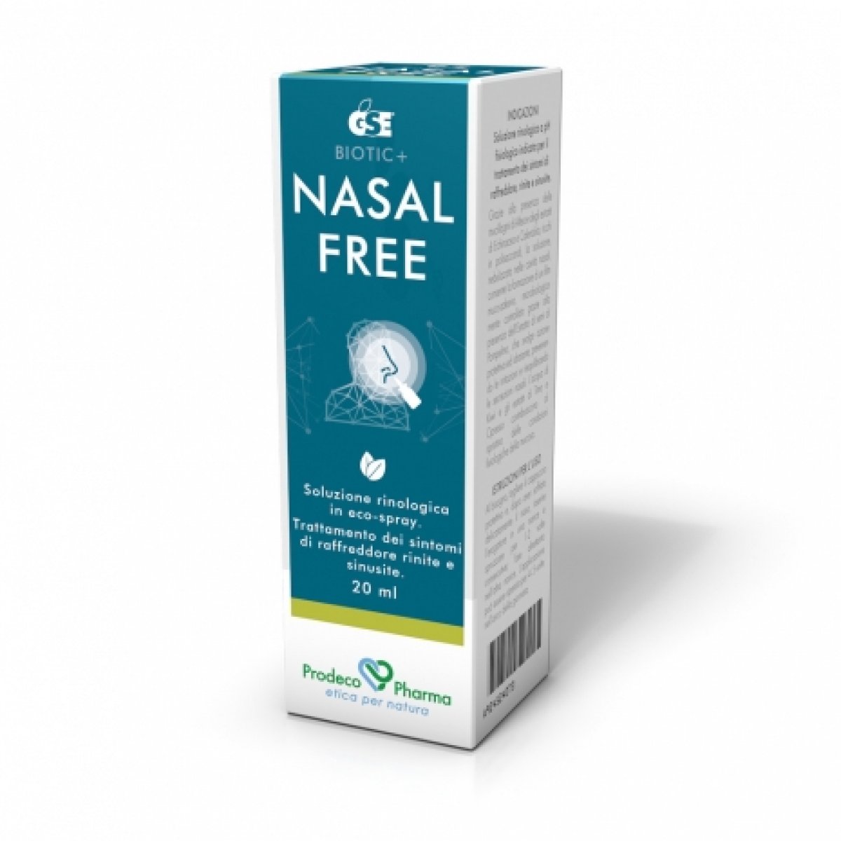 GSE NASAL FREE Spray - Prodeco Pharma GSE Nasal Free è una soluzione rinologica a pH fisiologico indicata per il trattamento dei sintomi di raffreddore, rinite e sinusite. Soluzione rinologica in eco-spray da 20 ml.