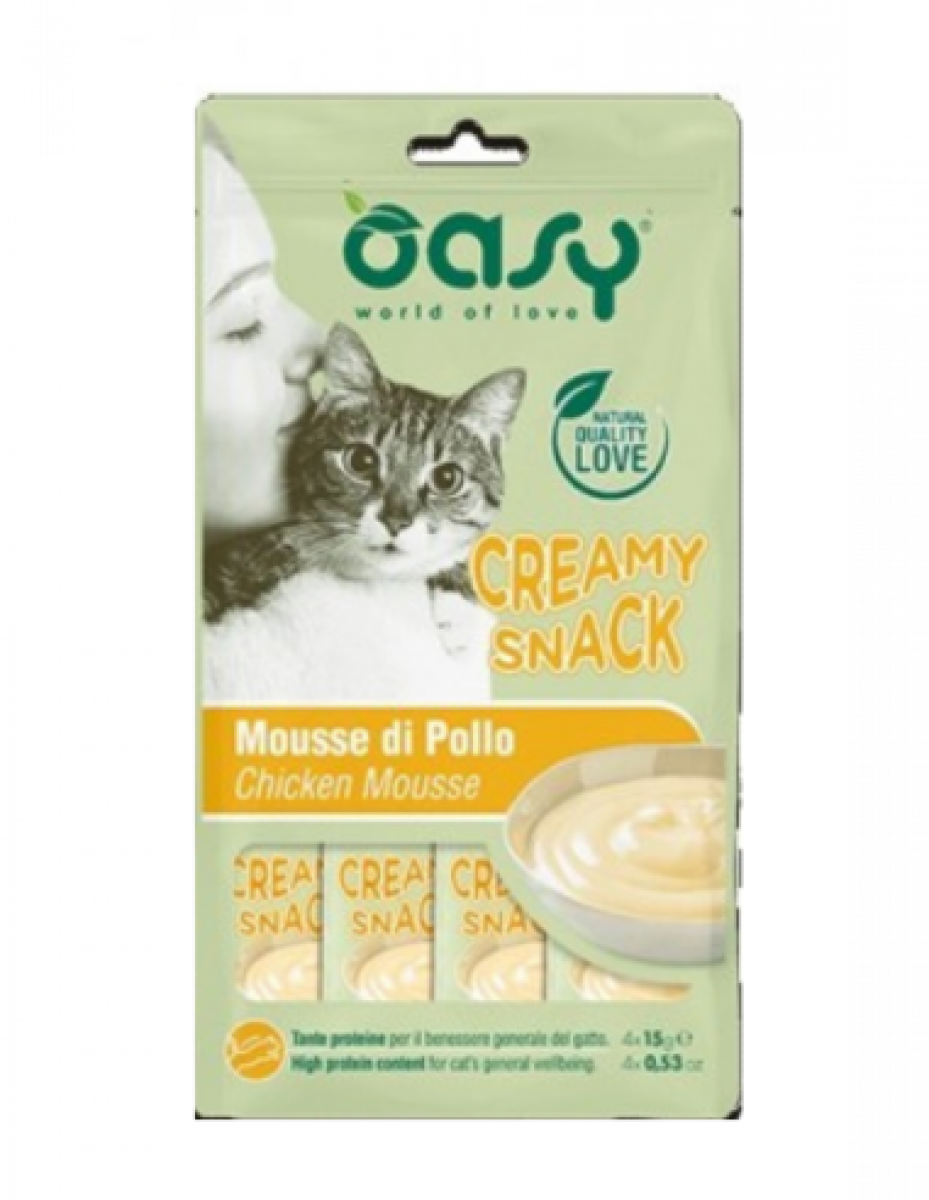 OASY GATTO SNACK mousse POLLO 4 X 15gr