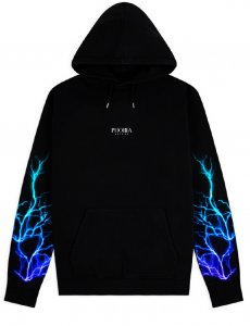 Phobia Archive Felpa con cappuccio fulmini Hoodie Black Blue light blue