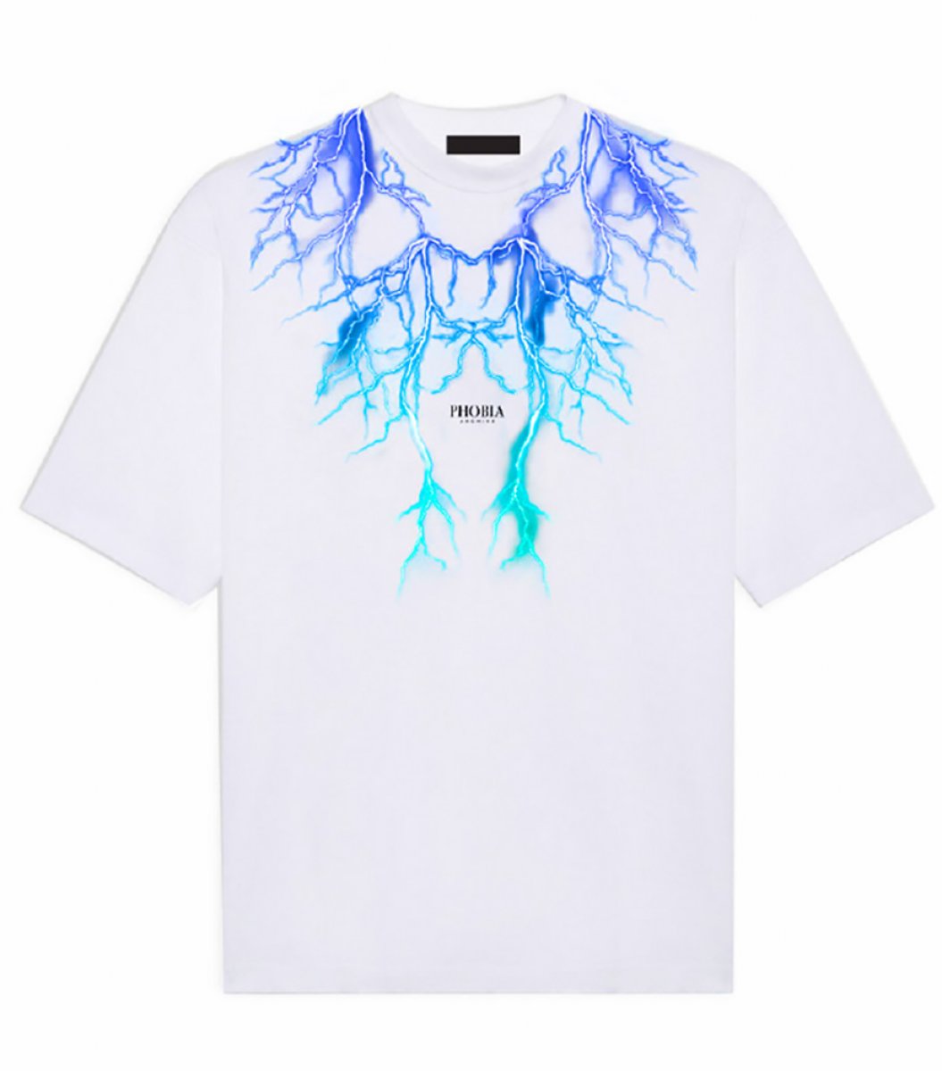 Phobia Archive T-Shirt Lightning WHITE Blue Light Blue new 2022 Phobia Archive Originale