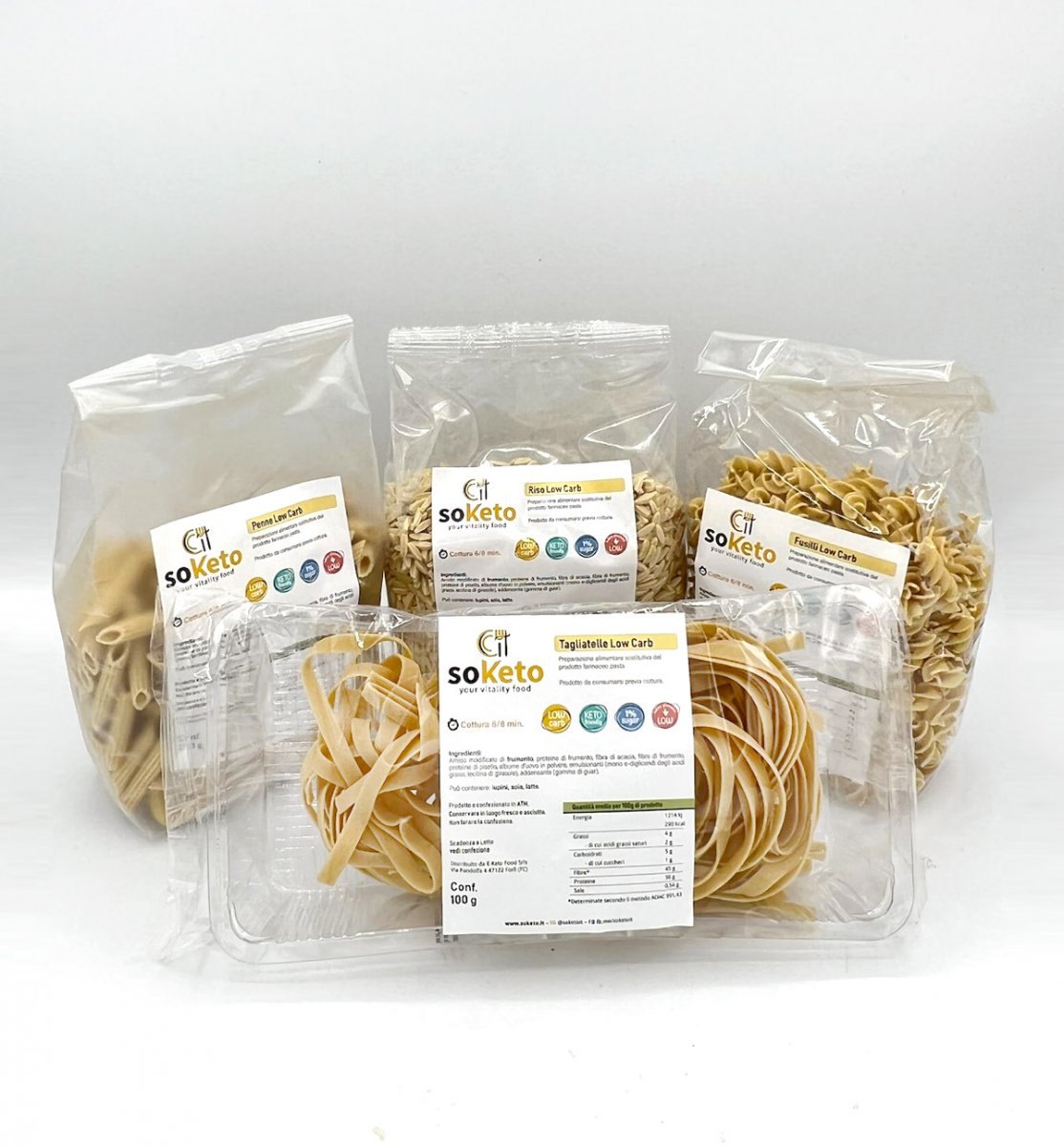 Pack Pasta MIX Low carb-Keto friendly (6 pz) con solo 1 grammo di zuccheri