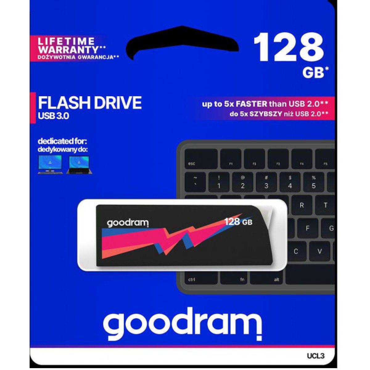 Pendrive GoodRAM 128GB UCL2 BLACK USB 3.0 - retail blister 