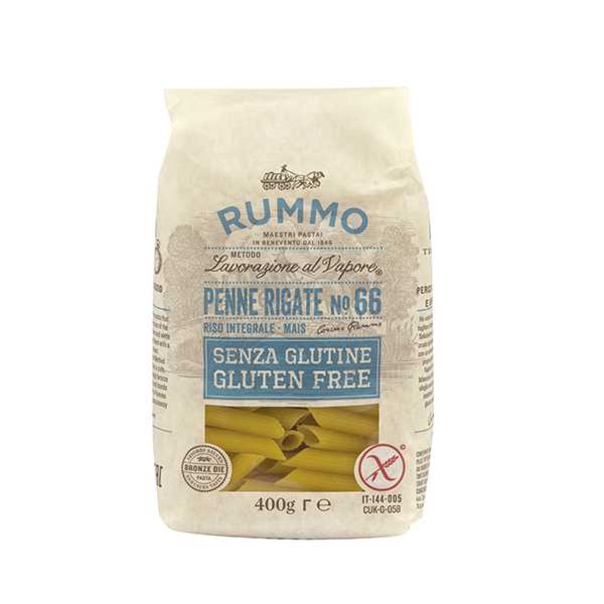 PENNE RIGATE SENZA GLUTINE GR. 400 RUMMO SPA