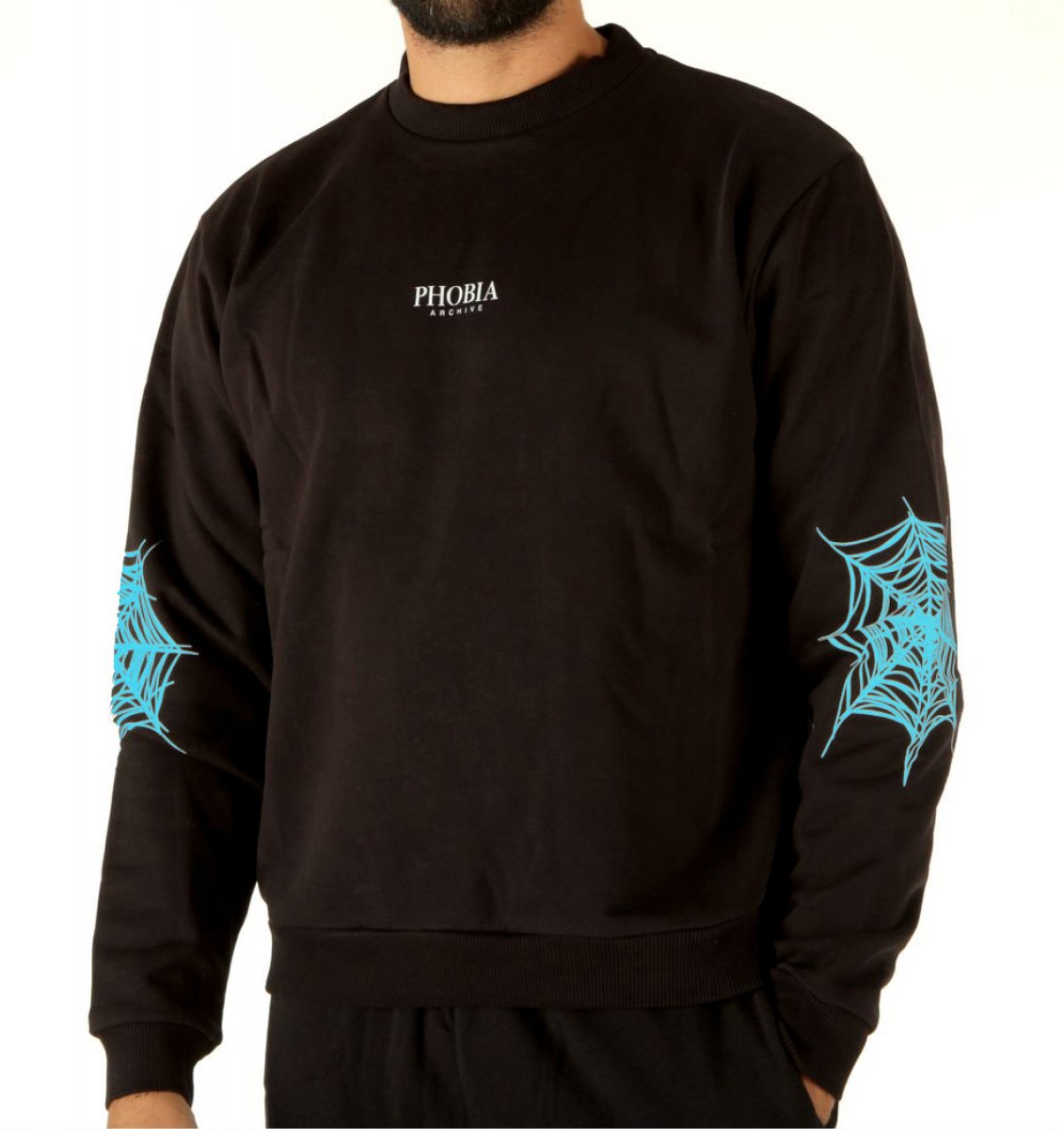 Phobia Archive Felpa Girocollo Leggera ragnatela White Light Blue Phobia Archive