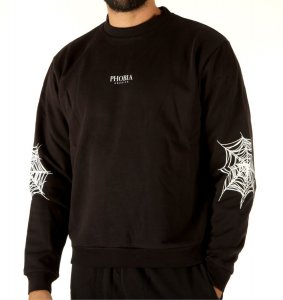 Phobia Archive Felpa Girocollo Leggera ragnatela  White Black