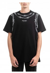Phobia Archive T-Shirt with Barbed wire BLACK