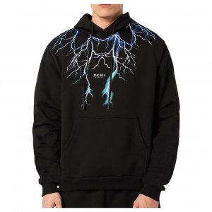 Phobia Archive Felpa con Cappuccio Leggera fulmini Hoodie Black blue grey light blue