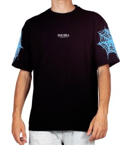 Phobia Archive T-Shirt Cobweb Ragnatela 2022 Black Light blue