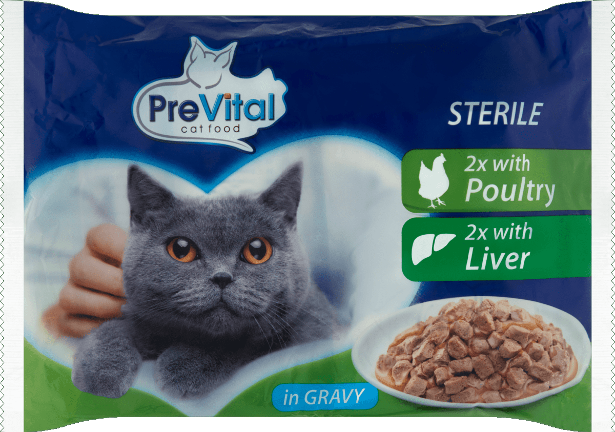 PREVITAL 4 buste 100gr GATTO STERILIZZATO pollo e fegato