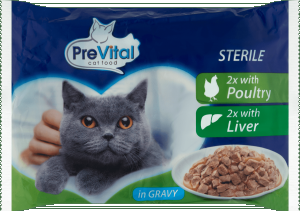 PREVITAL 4 buste 100gr GATTO STERILIZZATO pollo e fegato