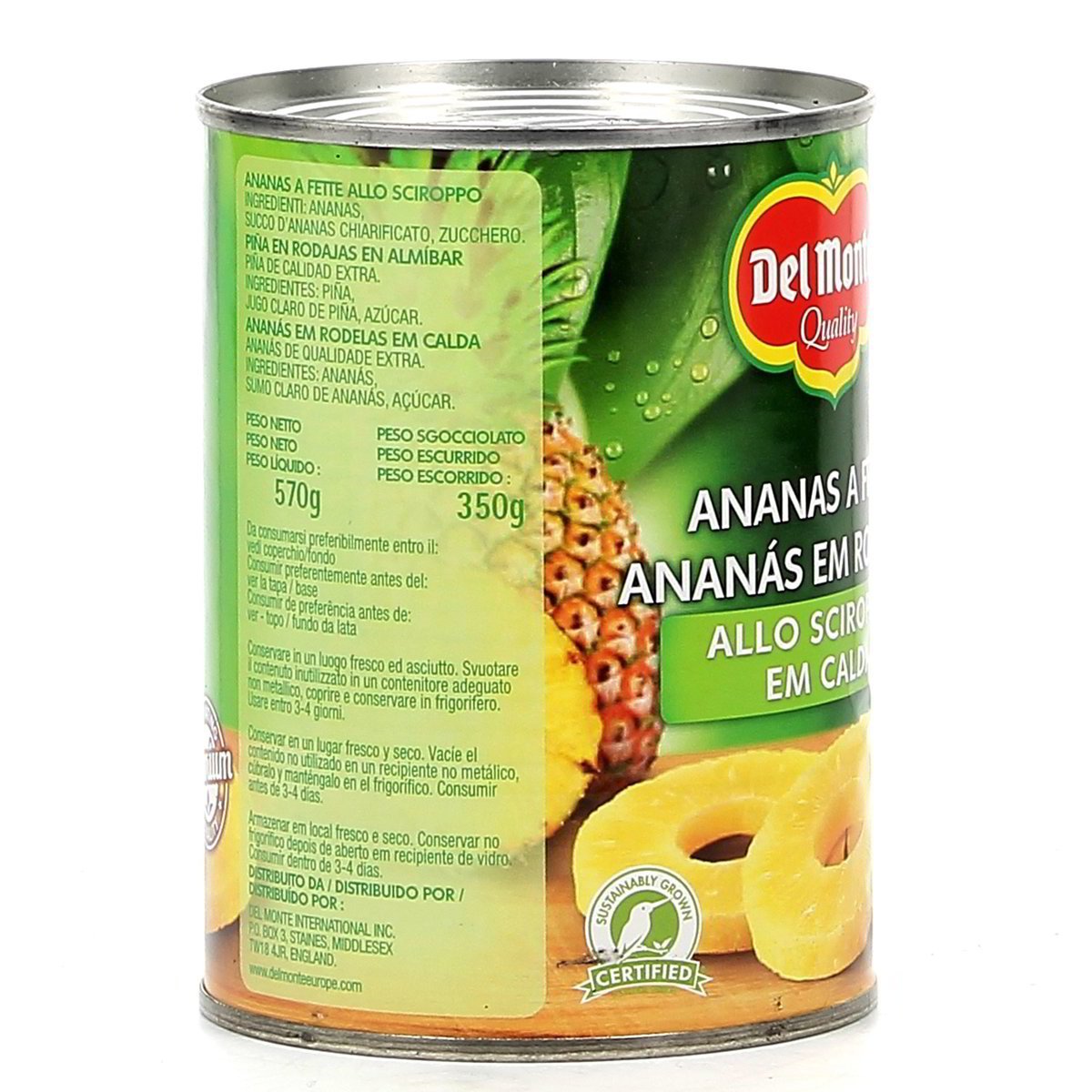 ananas allo sciroppo 350gr del monte qulity