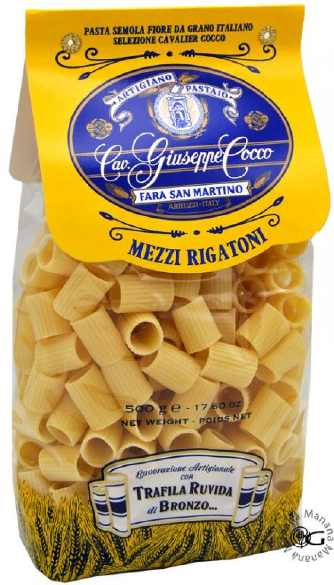 mezzi rigatoni 500gr artigiano pastaio lav. Giuseppe cocco fara san martino