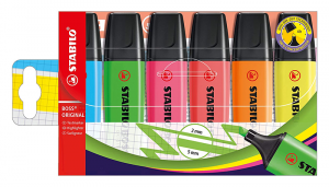 SET DA 6 EVIDENZIATORI STABILO BOSS