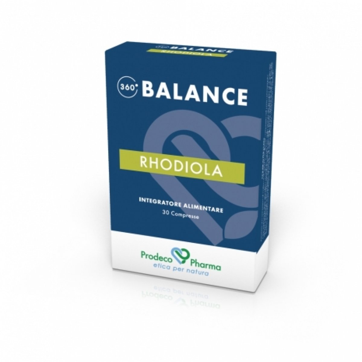 360 BALANCE RHODIOLA 30 cpr - Prodeco Pharma 360 BALANCE RHODIOLA è un integratore alimentare a base di Rhodiola rosea e crenulata ad azione tonico-adattogena. 30 compresse