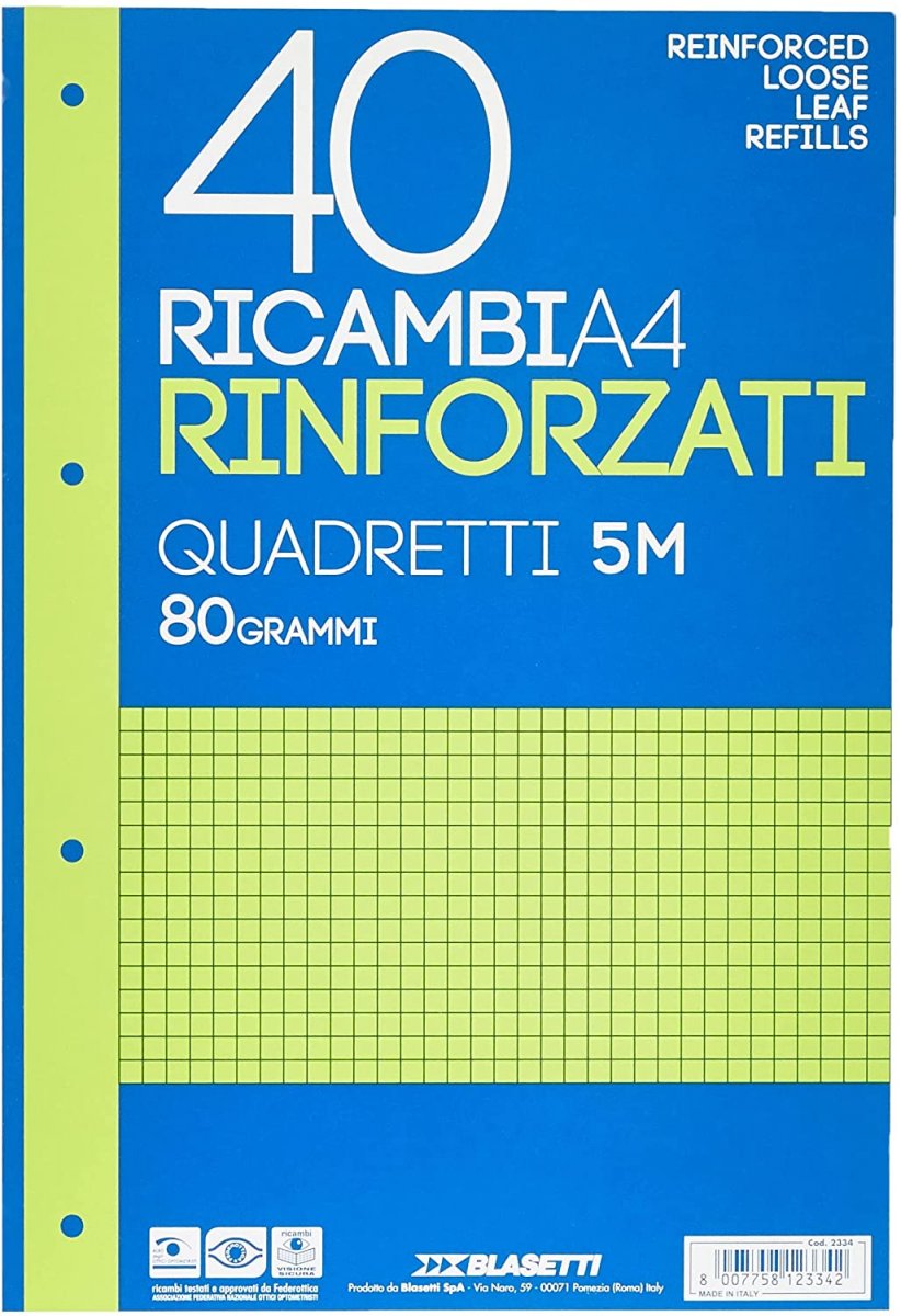 FOGLI A BUCHI A QUADRETTI RICAMBI RINFORZATI
