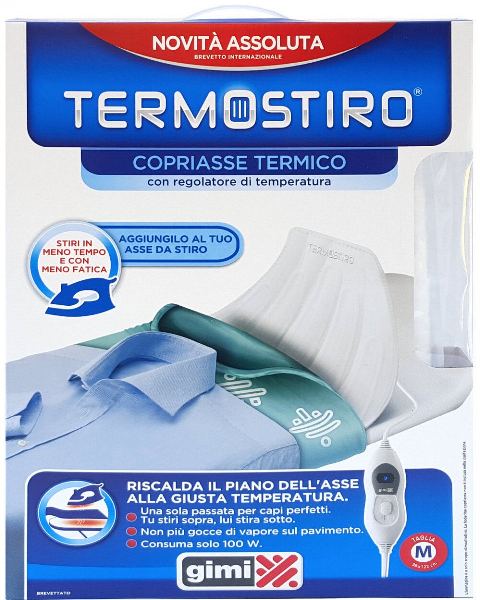 COPRIASSE DA STIRO TERMICO CON REGOLATORE TEMPERATURA CM 122X38 GIMI