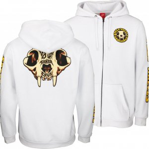 SANTA CRUZ ZIP cerniera Felpa con cappuccio Skull dot white