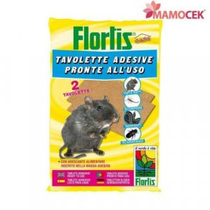 FLORTIS O KOLLANT TOPICIDA 2 TAVOLETTE ADESIVE cattura TOPI RATTI SCARAFAGGI