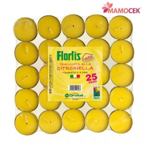 FLORTIS Candelina tealight lumini 25pz citronella scaldavivande candela