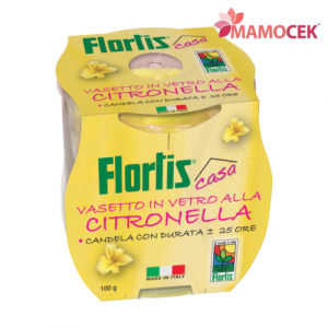 FLORTIS Candela citronella vaso vetro durata 25 ore profumata