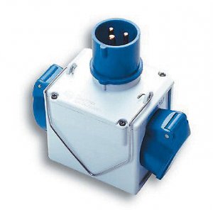 Adattatore industriale doppio colore blu IP44 2 uscite CEE