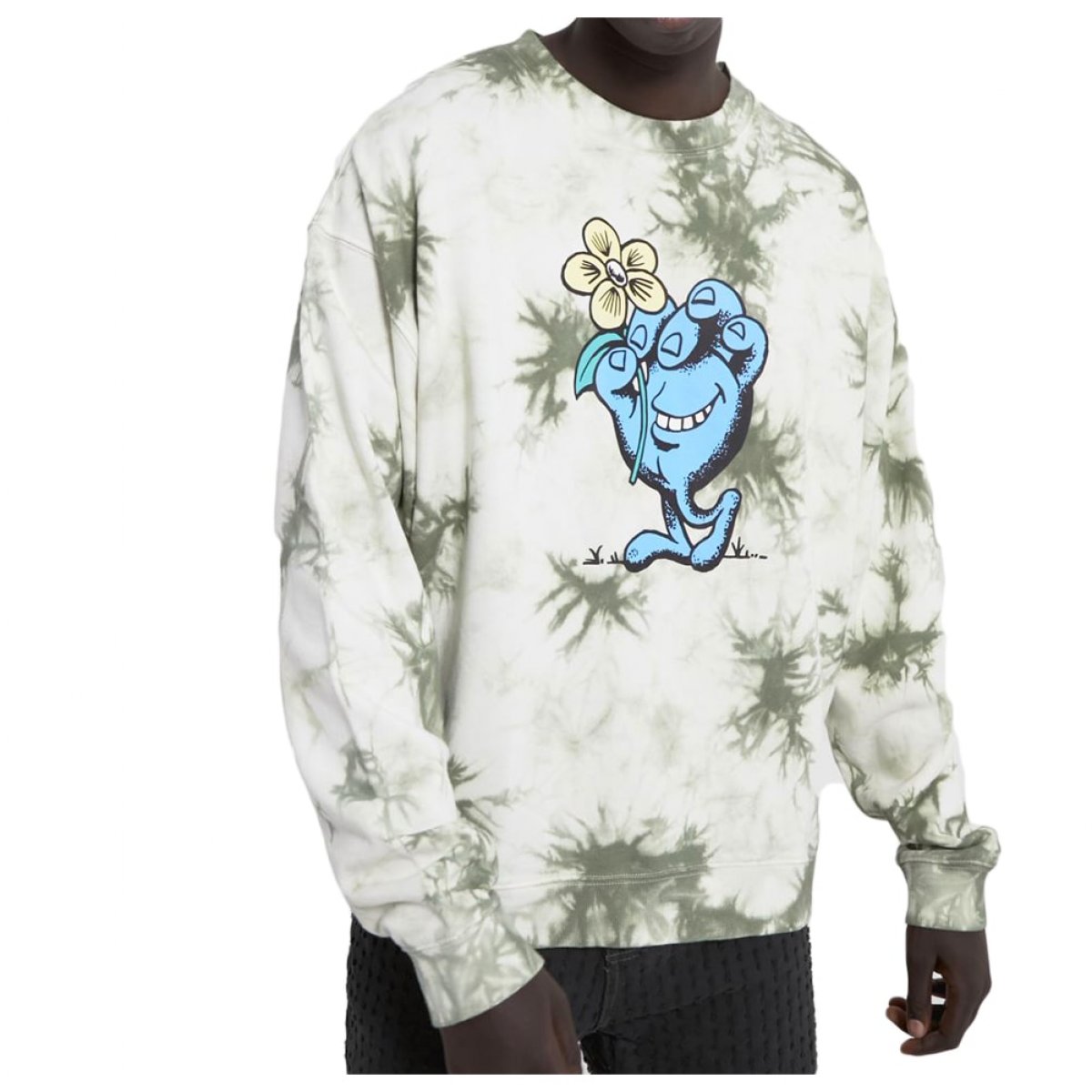 Santa Cruz Felpa con cappuccio Strolls hand crew tie dye olive Santa Cruz