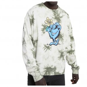 Santa Cruz Felpa con cappuccio Strolls hand crew tie dye olive