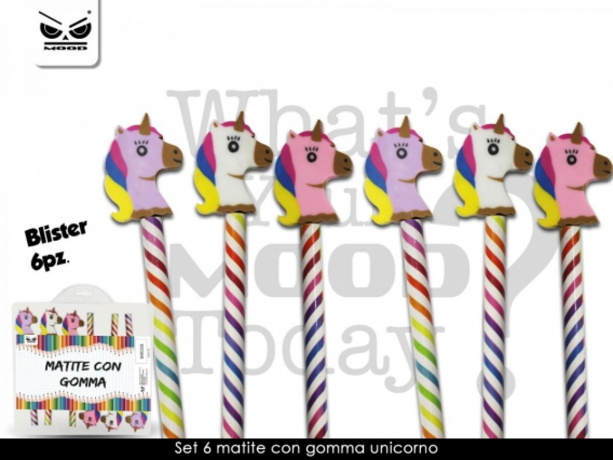 SET 6 MATITE CON GOMMA UNICORNO